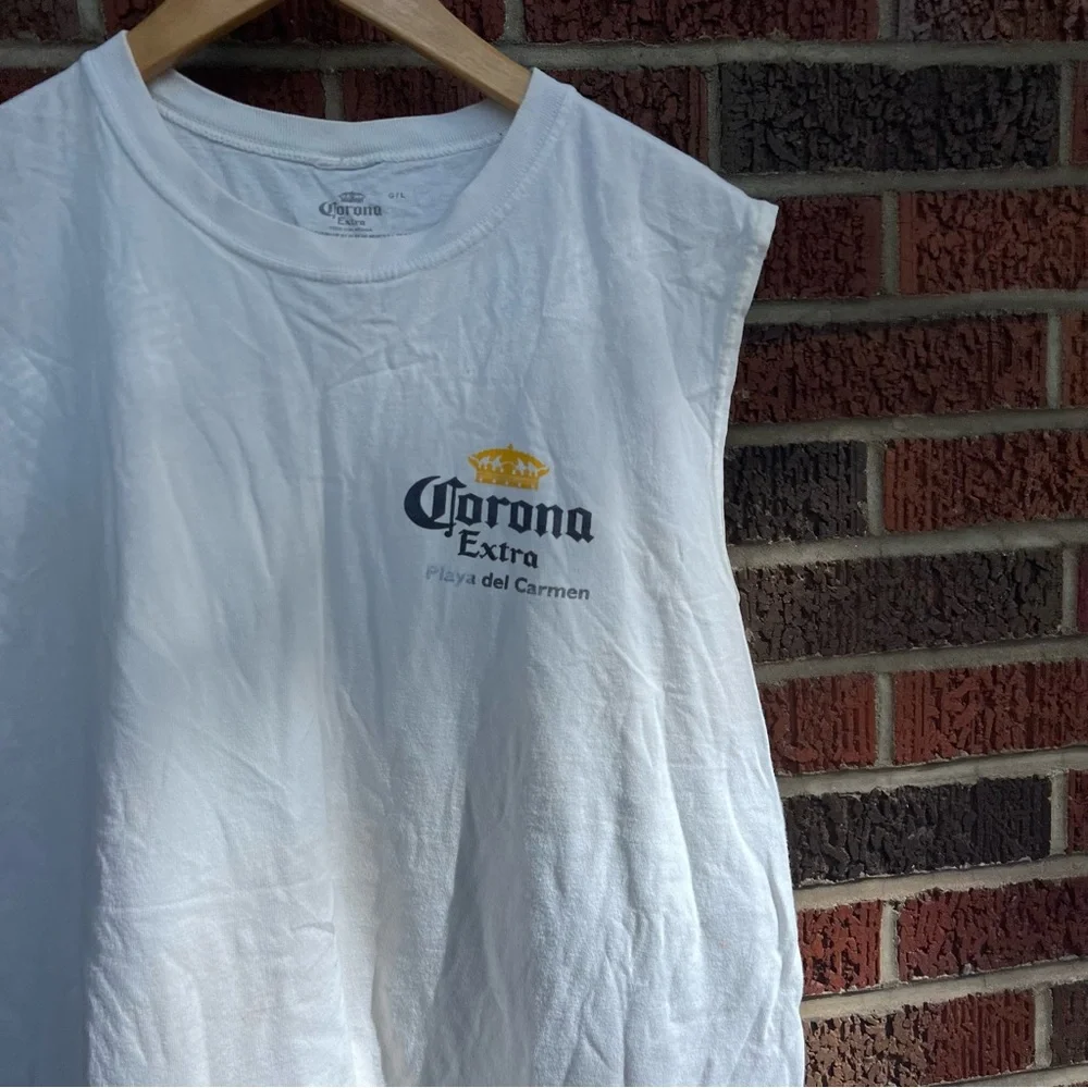 Corona Extra White Graphic Sleeveless Muscle Tee Shirt